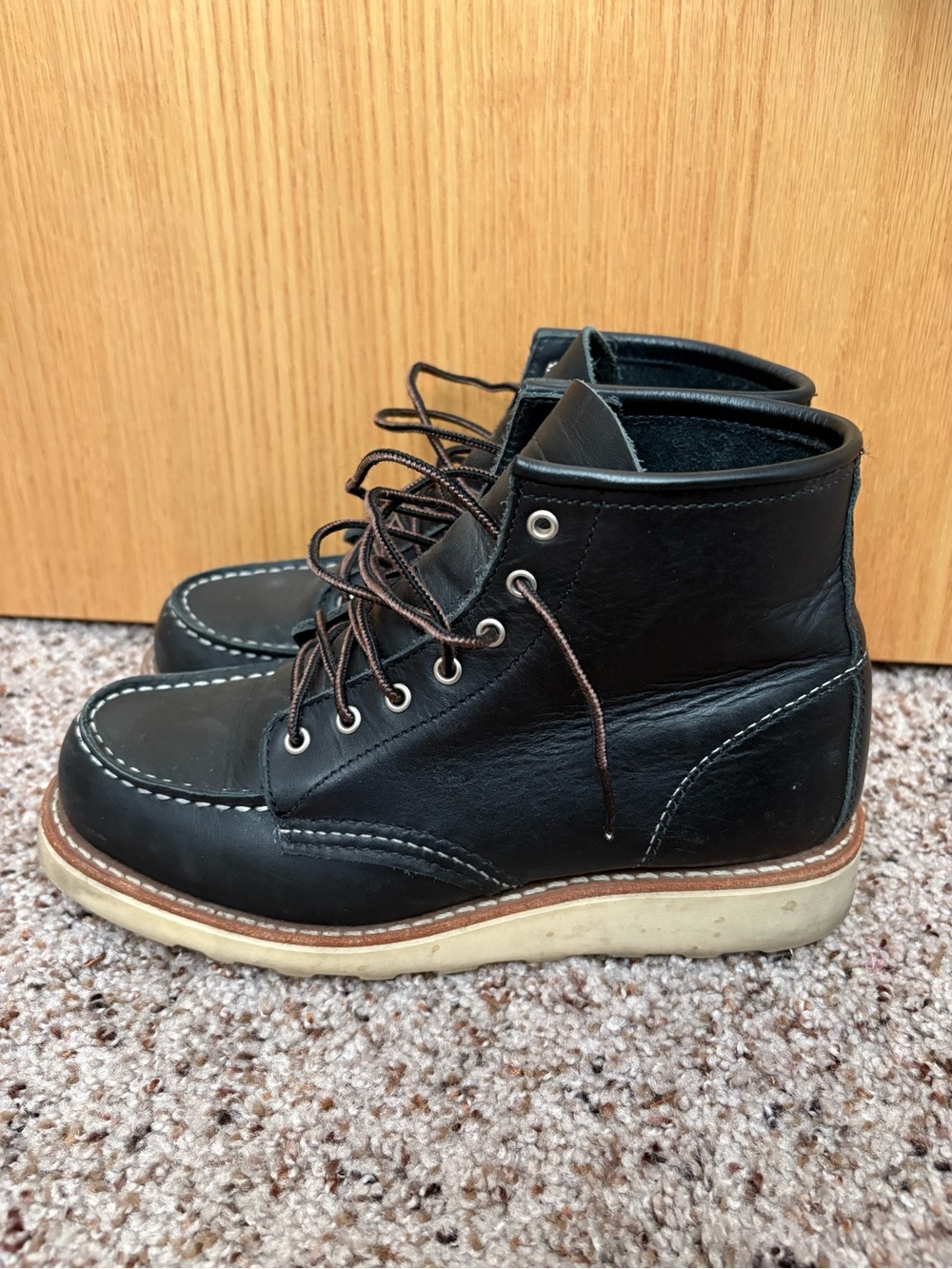 Red Wing Black Leather Moc Toe Boots - Picture 3 of 8